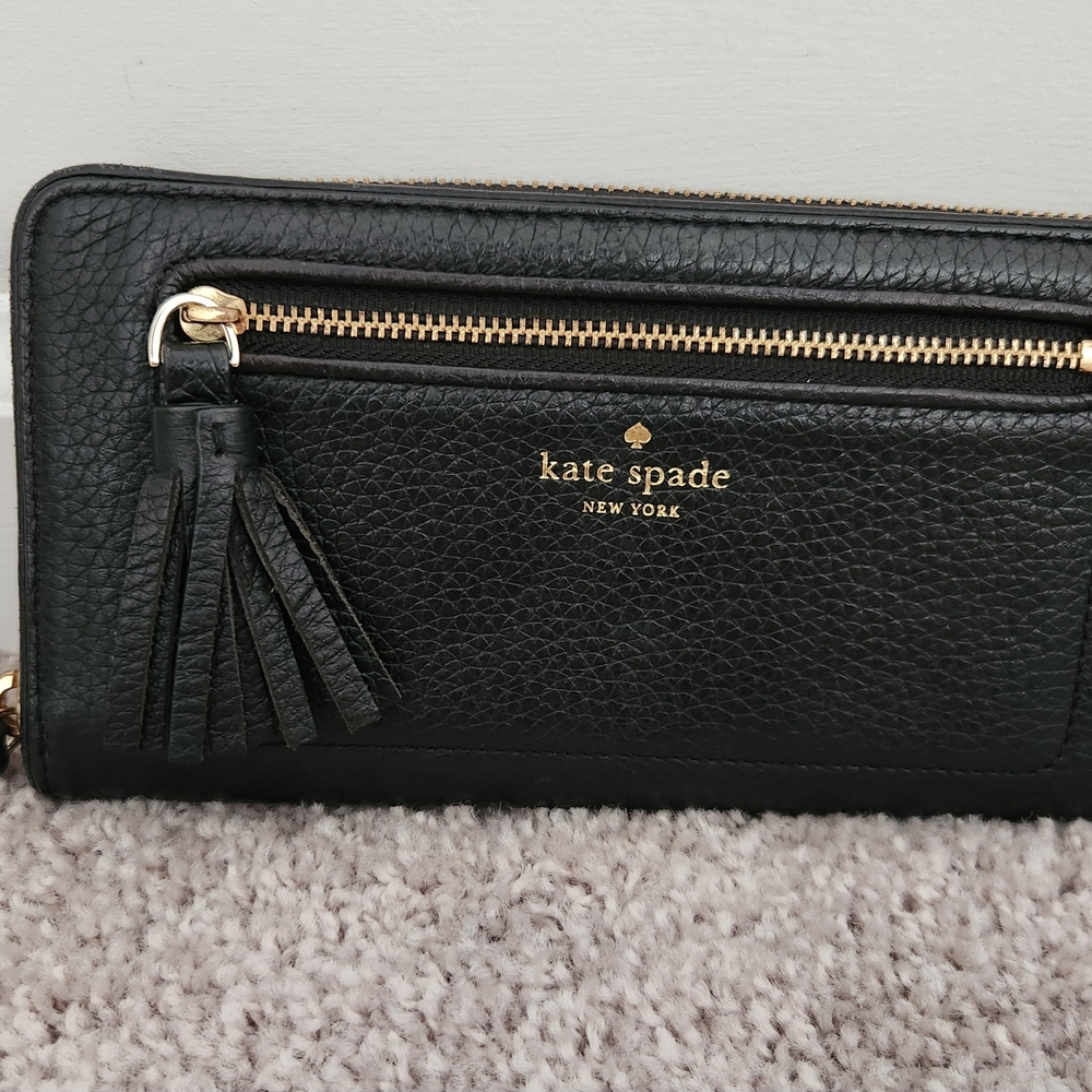 Kate Spade Black Wallet with Gold Zipper